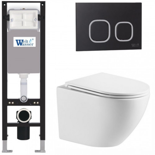 Подвесной унитаз с инсталляцией WeltWasser Amberg 350 / Merzbach 043 MT-WT / Amberg RD-BL 10000012389 белый матовый