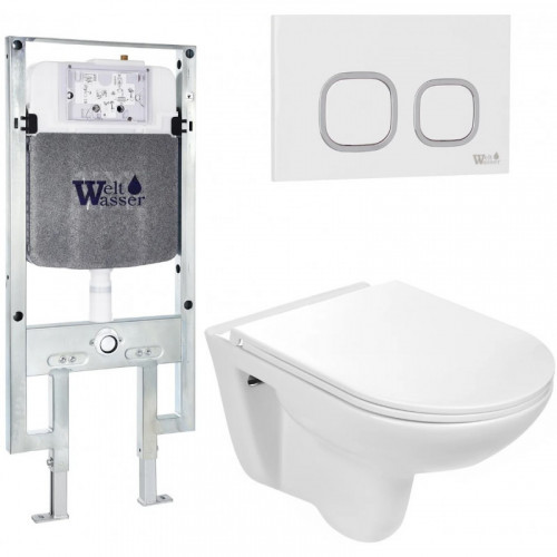 Подвесной унитаз с инсталляцией Weltwasser Amberg 497 ST / Baarbach 004 GL-WT / Amberg RD-WT 10000006682 белый глянец