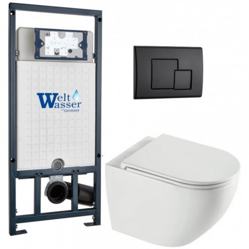 Подвесной унитаз с инсталляцией WeltWasser Marberg 507 / Merzbach 043 XL GL-WT / MAR 507 SE MT-BL 10000013809 белый глянцевый