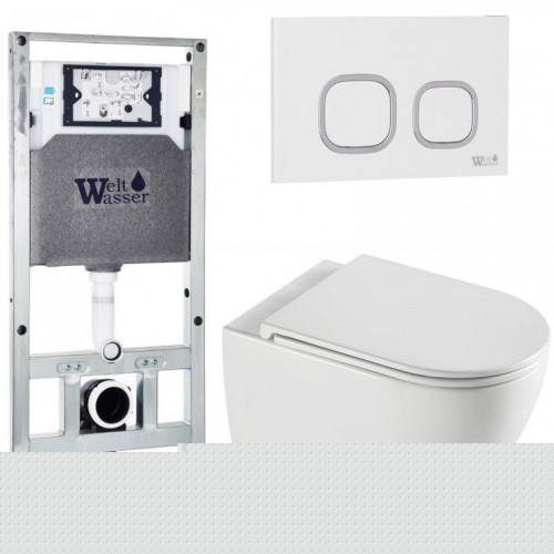Подвесной унитаз с инсталляцией WeltWasser Amberg 506 ST / Merzbach 043 XL GL-WT / Amberg RD-WT 10000013784 белый глянцевый