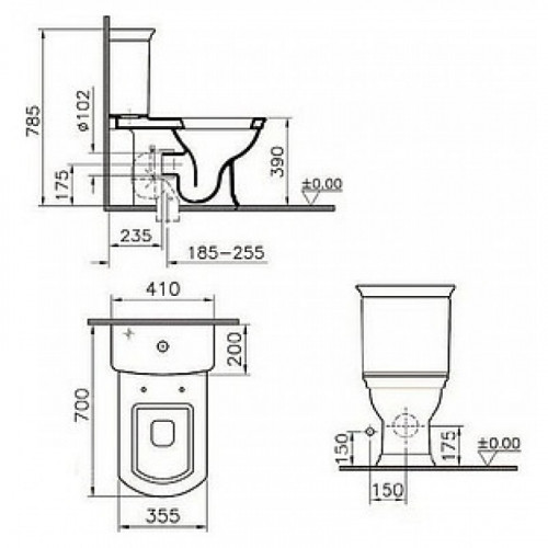 Унитаз напольный Vitra Serenada 9722B003-7204 с деревянным сиденьем