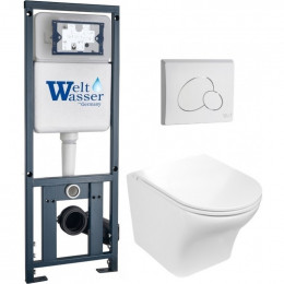 Подвесной унитаз с инсталляцией WeltWasser Marberg 410 / Odenbach 004 GL-WT / MAR 410 RD GL-WT 10000010966 белый глянцевый