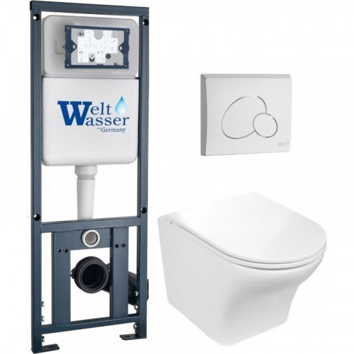 Подвесной унитаз с инсталляцией WeltWasser Marberg 410 / Odenbach 004 GL-WT / MAR 410 RD GL-WT 10000010966 белый глянцевый