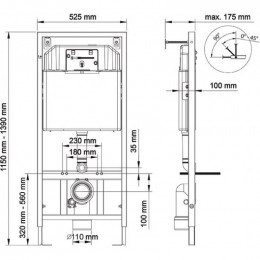Подвесной унитаз с инсталляцией Berges Novum 047215 кнопка черная