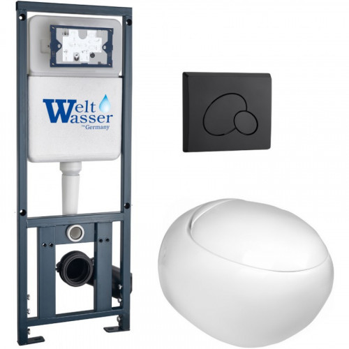 Подвесной унитаз с инсталляцией WeltWasser Marberg 410 / Jeckenbach 004 GL-WT / MAR 410 RD MT-BL 10000010721 белый глянец