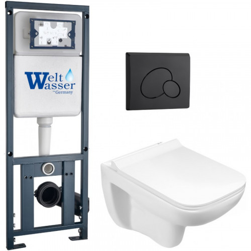 Подвесной унитаз с инсталляцией WeltWasser Marberg 410 / Kehlbach 004 GL-WT / MAR 410 RD MT-BL 10000010729 белый глянец