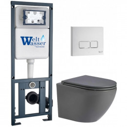 Подвесной унитаз с инсталляцией WeltWasser Marberg 410 / Merzbach 043 MT-GR / MAR 410 SE GL-WT 10000011394 серый матовый
