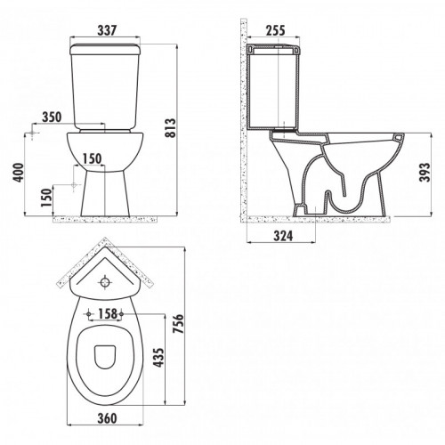 Бачок для унитаза Creavit Corner SD440-00CB00E-0000