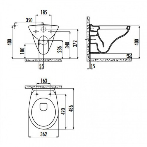 Унитаз подвесной Creavit  TP320-11CB00E-0000