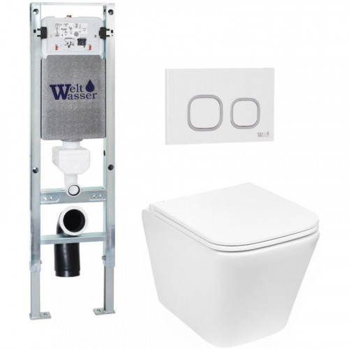 Подвесной унитаз с инсталляцией Weltwasser Amberg 350 ST / Gelbach 043 GL-WT / Amberg RD-WT 10000011849 белый глянцевый