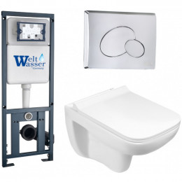Подвесной унитаз с инсталляцией WeltWasser Marberg 410 / Kehlbach 004 GL-WT / MAR 410 RD-CR 10000006481 белый глянец