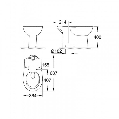 Чаша унитаза Grohe Bau Ceramic 39429000
