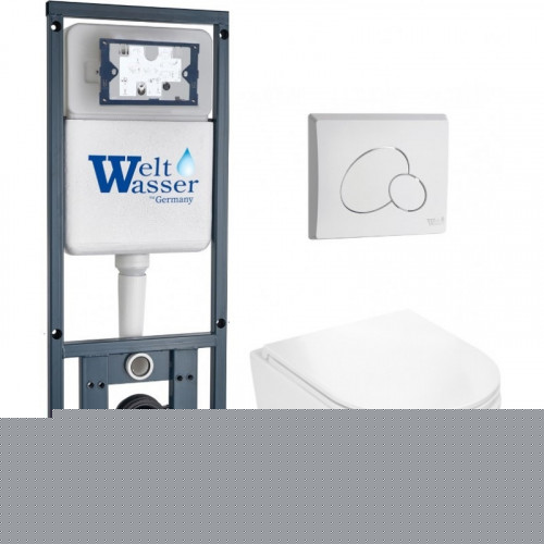 Подвесной унитаз с инсталляцией WeltWasser Marberg 410 / Merzbach 043 GL-WT / MAR 410 RD GL-WT 10000011309 белый глянцевый