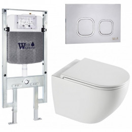Подвесной унитаз с инсталляцией WeltWasser Amberg 497 ST / Merzbach 043 XL GL-WT / Amberg RD-MT CR 10000013773 белый глянцевый