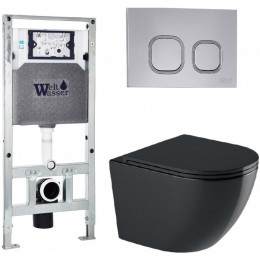 Подвесной унитаз с инсталляцией WeltWasser Amberg 506 ST / Merzbach 041 XL MT-BL / Amberg RD-CR 10000010944 черный матовый