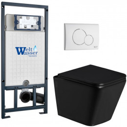 Подвесной унитаз с инсталляцией Weltwasser Marberg 507 / Gelbach 043 GL-BL / MAR 507 RD GL-WT 10000011959 черный глянцевый