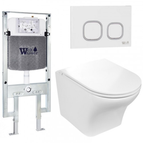 Подвесной унитаз с инсталляцией WeltWasser Amberg 497 ST / Odenbach 004 GL-WT / Amberg RD-WT 10000006742 белый глянцевый