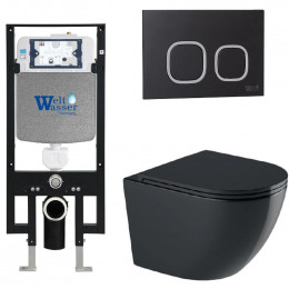 Подвесной унитаз с инсталляцией WeltWasser Amberg 497 / Merzbach 041 XL MT-BL / Amberg RD-BL 10000010933 черный матовый