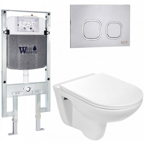 Подвесной унитаз с инсталляцией Weltwasser Amberg 497 ST / Baarbach 004 GL-WT / Amberg RD-MT CR 10000006681 белый глянец