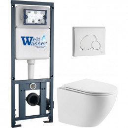 Подвесной унитаз с инсталляцией WeltWasser Marberg 410 / Merzbach 043 MT-WT / MAR 410 RD GL-WT 10000011431 белый матовый