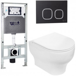 Подвесной унитаз с инсталляцией WeltWasser Amberg 506 ST / Erlenbach 004 GL-WT / Amberg RD-BL 10000006859 белый глянец