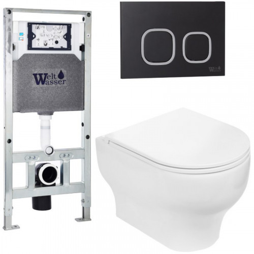 Подвесной унитаз с инсталляцией WeltWasser Amberg 506 ST / Erlenbach 004 GL-WT / Amberg RD-BL 10000006859 белый глянец
