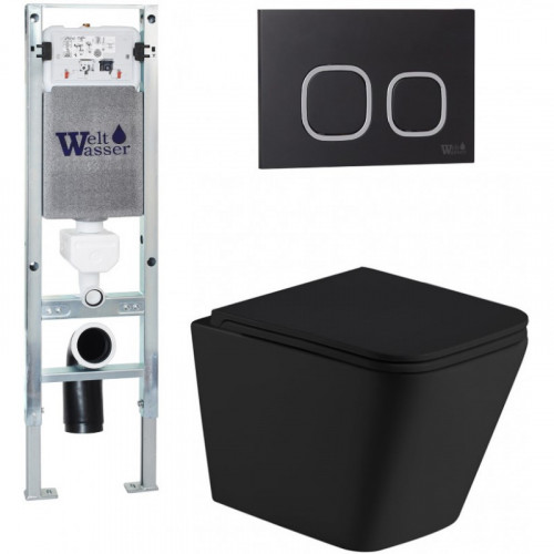 Подвесной унитаз с инсталляцией Weltwasser Amberg 350 ST / Gelbach 043 MT-BL / Amberg RD-BL 10000011969 черный матовый