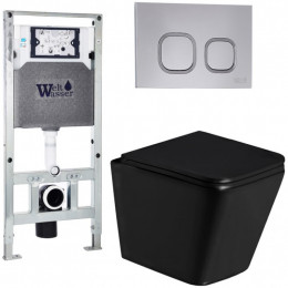 Подвесной унитаз с инсталляцией Weltwasser Amberg 506 ST / Gelbach 043 GL-BL / Amberg RD-CR 10000011947 черный глянцевый