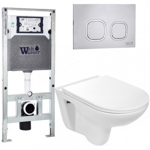 Подвесной унитаз с инсталляцией Weltwasser Amberg 506 ST / Baarbach 004 GL-WT / Amberg RD-MT CR 10000006857 белый глянец