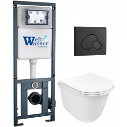 Подвесной унитаз с инсталляцией WeltWasser Marberg 410 / Telbach 004 GL-WT / MAR 410 RD MT-BL 10000011127 белый глянцевый
