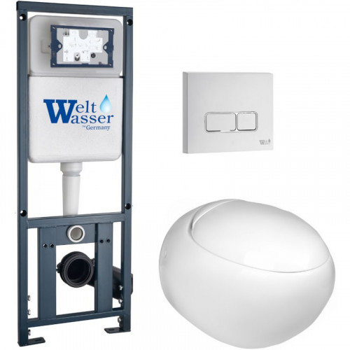 Подвесной унитаз с инсталляцией WeltWasser Marberg 410 / Jeckenbach 004 GL-WT / MAR 410 SE GL-WT 10000010722 белый глянец