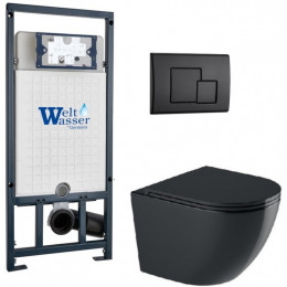 Подвесной унитаз с инсталляцией WeltWasser Marberg 507 / Merzbach 043 GL-BL / MAR 507 SE MT-BL 10000012208 черный глянцевый