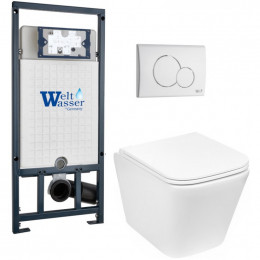 Подвесной унитаз с инсталляцией Weltwasser Marberg 507 / Gelbach 043 GL-WT / MAR 507 RD GL-WT 10000011879 белый глянцевый