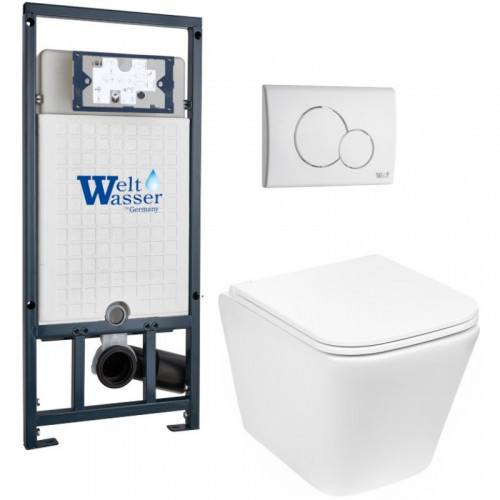 Подвесной унитаз с инсталляцией Weltwasser Marberg 507 / Gelbach 043 GL-WT / MAR 507 RD GL-WT 10000011879 белый глянцевый