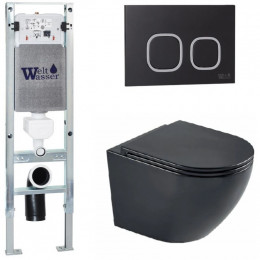 Подвесной унитаз с инсталляцией WeltWasser Amberg 350 ST / Merzbach 043 MT-BL / Amberg RD-BL 10000011322 черный матовый