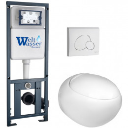 Подвесной унитаз с инсталляцией WeltWasser Marberg 410 / Jeckenbach 004 GL-WT / MAR 410 RD GL-WT 10000010720 белый глянец