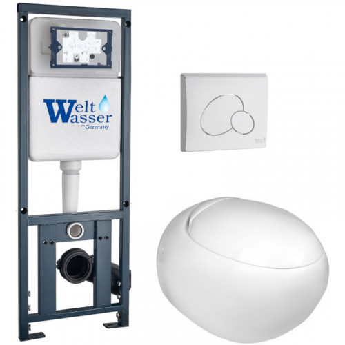 Подвесной унитаз с инсталляцией WeltWasser Marberg 410 / Jeckenbach 004 GL-WT / MAR 410 RD GL-WT 10000010720 белый глянец