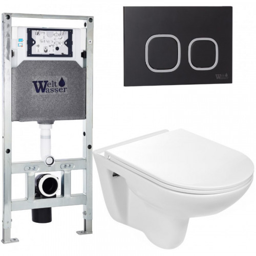 Подвесной унитаз с инсталляцией Weltwasser Amberg 506 ST / Baarbach 004 GL-WT / Amberg RD-BL 10000006855 белый глянец