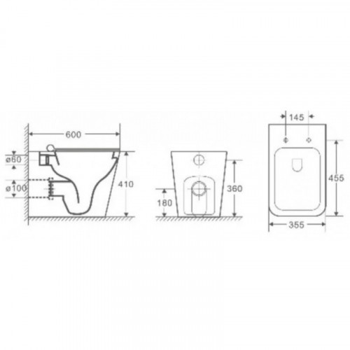 Приставной унитаз с бачком Weltwasser Amberg 404 / Gelbach 002 MT-BL / Amberg RD-MT CR 10000011784 черный матовый