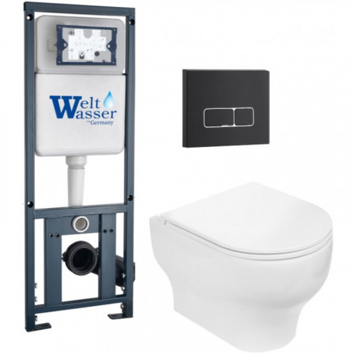 Подвесной унитаз с инсталляцией WeltWasser Marberg 410 / Erlenbach 004 GL-WT / MAR 410 SE MT-BL 10000010377 белый глянец