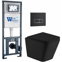 Подвесной унитаз с инсталляцией Weltwasser Marberg 410 / Gelbach 043 MT-BL / MAR 410 SE MT-BL 10000012000 черный матовый