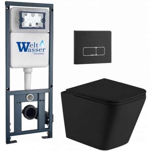 Подвесной унитаз с инсталляцией Weltwasser Marberg 410 / Gelbach 043 MT-BL / MAR 410 SE MT-BL 10000012000 черный матовый