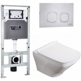 Подвесной унитаз с инсталляцией WeltWasser Amberg 506 ST / Hofbach 041 GL-WT / Amberg RD-MT CR 10000011664 белый глянец