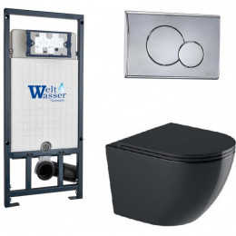 Подвесной унитаз с инсталляцией WeltWasser Marberg 507 / Merzbach 043 GL-BL / MAR 507 RD-CR 10000012203 черный глянцевый