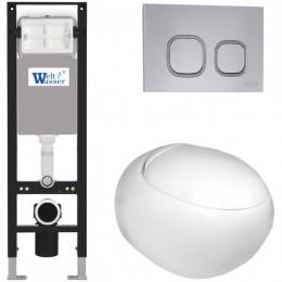 Подвесной унитаз с инсталляцией WeltWasser Amberg 350 / Jeckenbach 004 GL-WT / Amberg RD-CR 10000012345 белый глянец