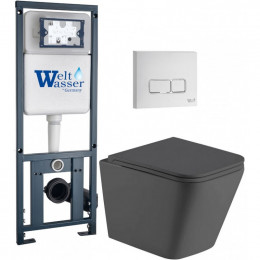 Подвесной унитаз с инсталляцией Weltwasser Marberg 410 / Gelbach 043 MT-GR / MAR 410 SE GL-WT 10000012039 серый матовый