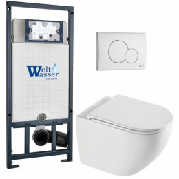 Подвесной унитаз с инсталляцией WeltWasser Marberg 507 / Merzbach 043 XL GL-WT / MAR 507 RD GL-WT 10000013805 белый глянцевый