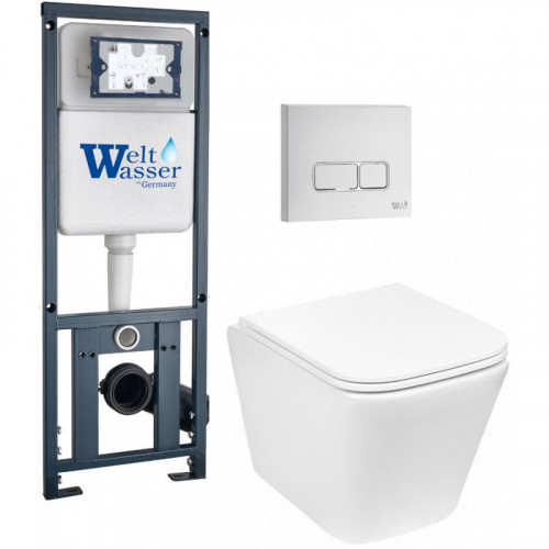 Подвесной унитаз с инсталляцией Weltwasser Marberg 410 / Gelbach 043 GL-WT / MAR 410 SE GL-WT 10000011875 белый глянцевый