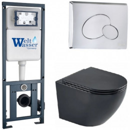 Подвесной унитаз с инсталляцией WeltWasser Marberg 410 / Merzbach 043 MT-BL / MAR 410 RD-CR 10000011350 черный матовый