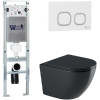 Подвесной унитаз с инсталляцией WeltWasser Amberg 350 ST / Merzbach 043 GL-BL / Amberg RD-WT 10000012174 черный глянцевый